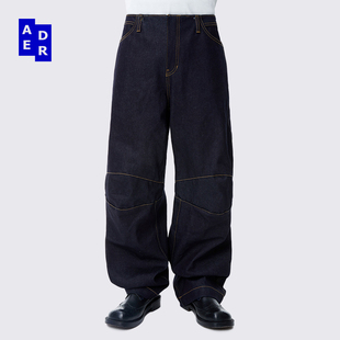 24SS 休闲裤 Saud 弹性低腰宽松膝盖开叉细节长裤 牛仔裤 ADERERROR