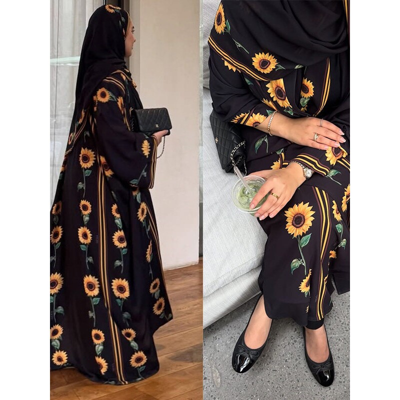 Open Kimono Caftan 及脚踝长袍开衫连衣裙外搭带纱巾女
