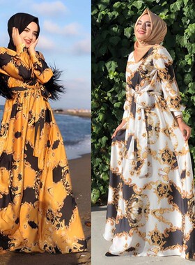 beading muslim Robes Dubai Fashion full length Abayas dress