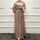 系带长袍连衣裙Shiny Muslim Dress 中东土耳其纯色大码 Dubai Tur