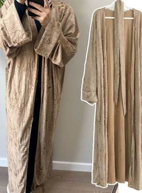 新款中东土耳其个性破洞开衫长袍连衣裙 Lace up torn hole dress