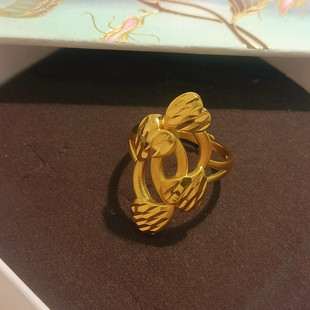 铜镀金色女款爱心个性活口夸张晚会道具喜庆戒指