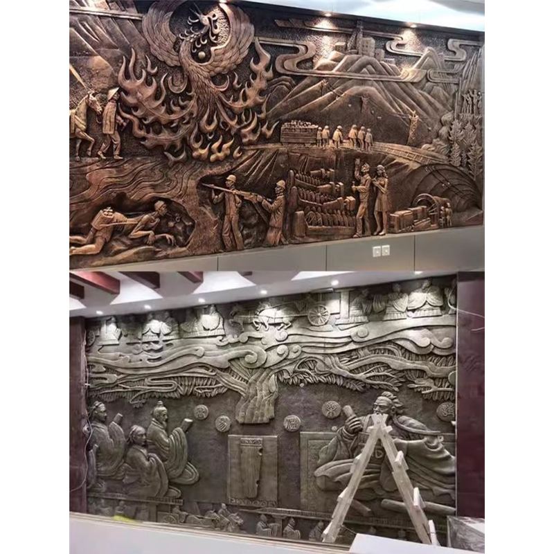 石雕浮雕壁画仿古青石镂空窗花五福临门庭院福字影壁中式地雕定制图片