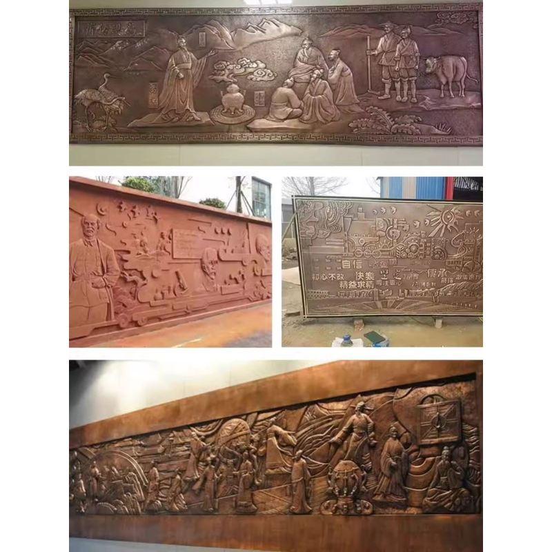 砂岩浮雕 人造沙岩立体玄关背景装饰壁画 户外玻璃钢仿铜浮雕定制图片