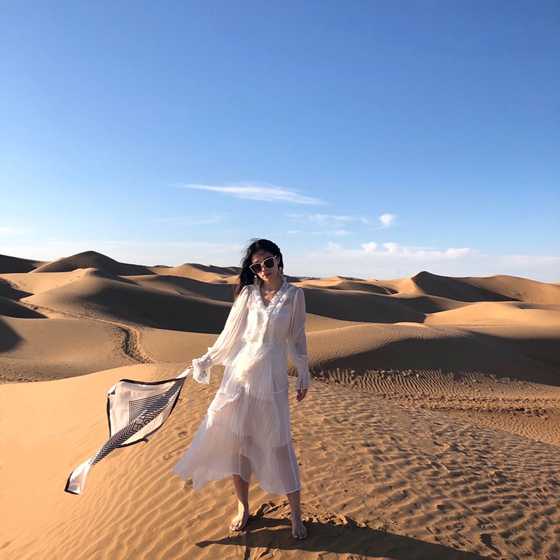 夏季沙漠旅游拍照条纹小方巾70cm丝巾发带女包头防晒