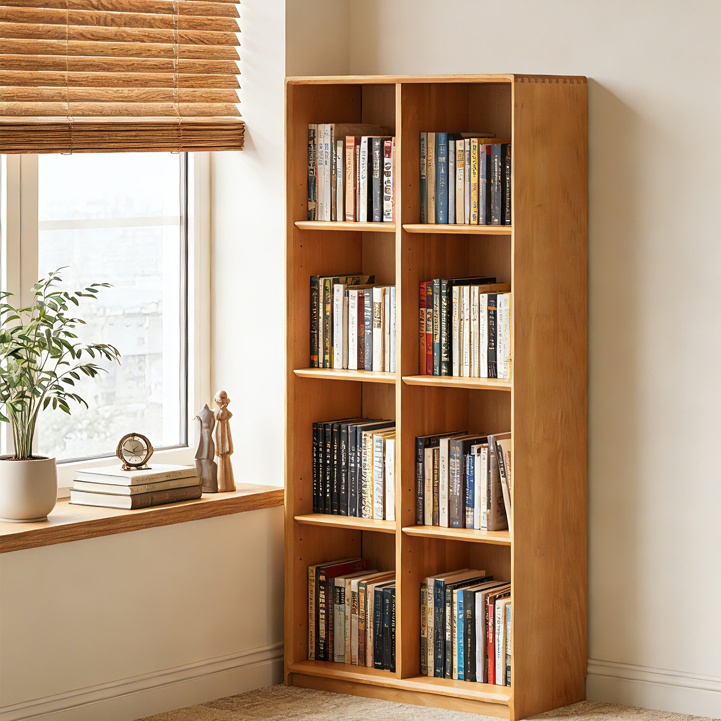 实木书柜全实木落地书架组合矮儿童书柜家用简约现代高柜隔板分层