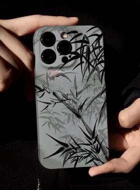 新中式灰色竹子新中式适用小米12s手机壳13pro竹子11复古note12turbo青春mix4/k40红米k60至尊版k50中国风