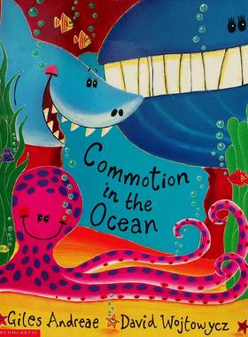 英语原版书海洋骚动绘本亲子共读Commotion学乐出版吉尔斯安德烈著大卫沃伊托维奇绘适合36岁儿童学习海洋动物名称特征习性的趣