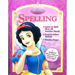 迪士尼公主练习册系列原版英语拼写书专为女孩设计通过喜爱的公主角色学习40多个常见单词拼写和简单句子结构全彩页趣味练习激发