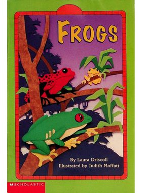 英语原版书Frogs绘本自然科学动物亲子共读36岁适读劳拉德里斯科尔著朱迪斯莫法特剪纸插画学乐出版社出版生动展现青蛙形态和生