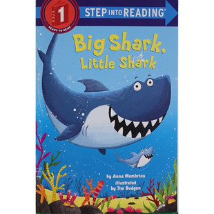 英语原版书走进阅读系列BigSharkLittleShark趣味绘本彩色插图适合36岁亲子共读通过大鲨鱼小鲨鱼的对比故事帮助幼儿学习大小多