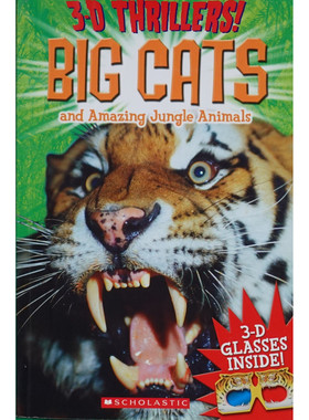 学乐出版社3D惊险系列原版英语科普绘本大型猫科动物与惊奇丛林动物THRILLERS适合710岁儿童阅读随书附赠3D眼镜沉浸式探索动物世