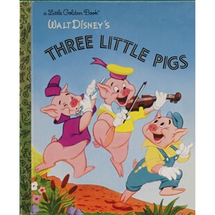 华特迪士尼经典原版英语绘本三只小猪小金书系列GoldenBook彩色绘本书适合36岁儿童亲子共读童话故事寓教于乐学习勤劳智慧重要性