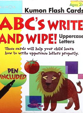 公文闪卡原版书ABC字母擦写卡英语启蒙亲子共读学龄前儿童学习大写英文字母可擦写设计配无毒安全笔反复练习培养早期阅读能力