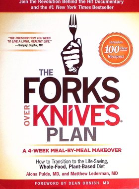 英语原版书刀叉计划健康营养学PlantBased适读14岁以上由阿罗纳普尔德医生和马修莱德曼医生合著教你如何通过全食物植物性饮食改