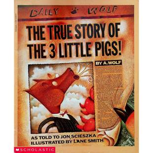 英语原版书三只小猪的真实故事绘本凯迪克银奖获奖作品亲子共读颠覆经典童话培养批判性思维幽默反讽视角