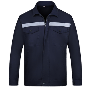 反光条电焊纯棉工作服套装男长袖春秋全棉防烫加厚定制劳保服上衣