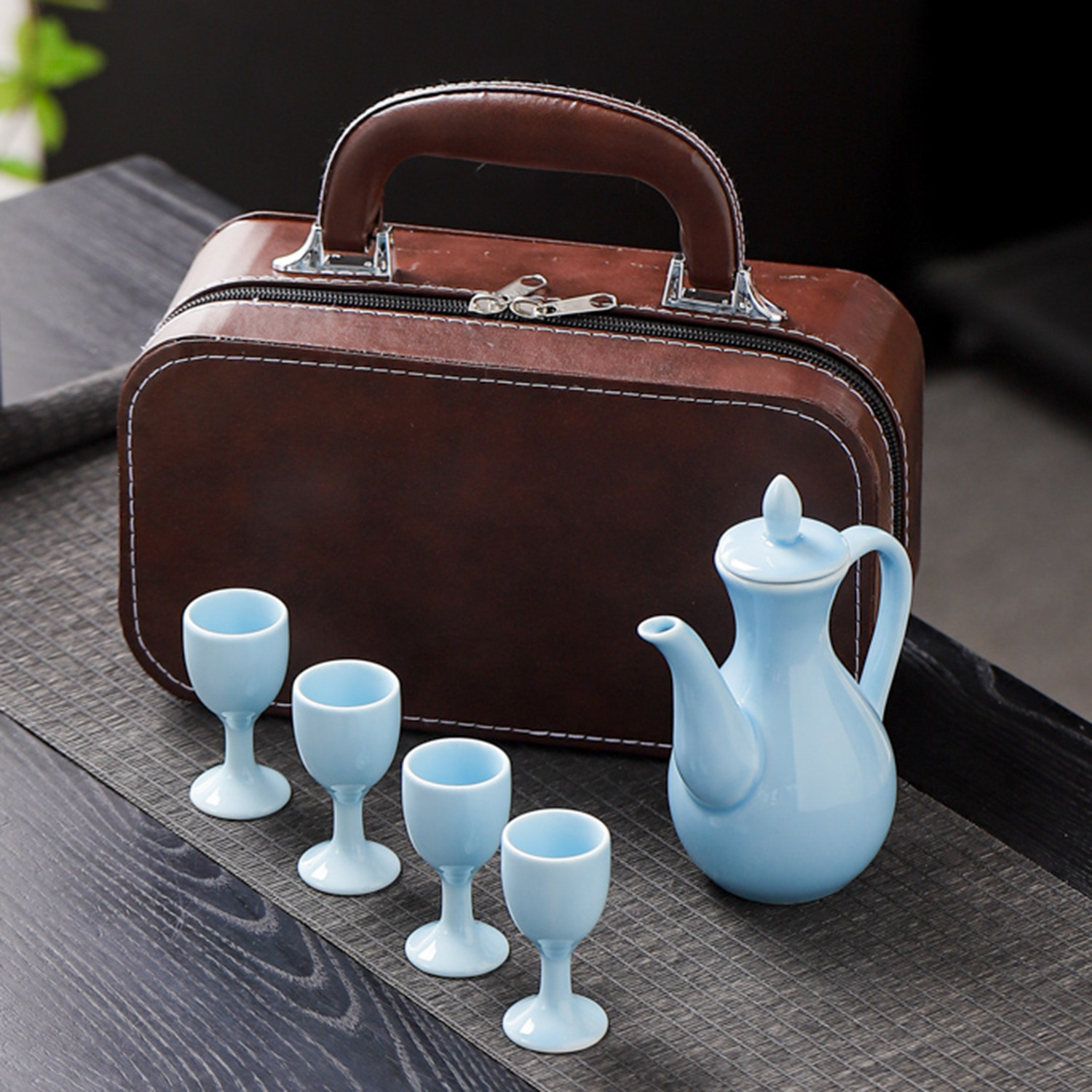 高脚杯陶瓷酒杯白酒手提包套装酒具迷你酒壶老式复古风酒盏小酒盅,餐饮具,白酒杯,淘宝优惠券,粉丝福利购,淘宝优惠卷