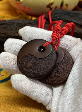 木雷击枣木手工太极阴阳鱼