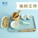 蒙氏早教教具捣花生捣蒜竹木捣碎器研磨器儿童益智玩具厨房套装