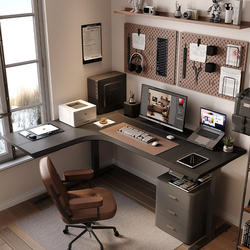 wzo马鞍皮电动升降书桌