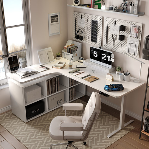 书桌书柜一体wzo转角升降桌