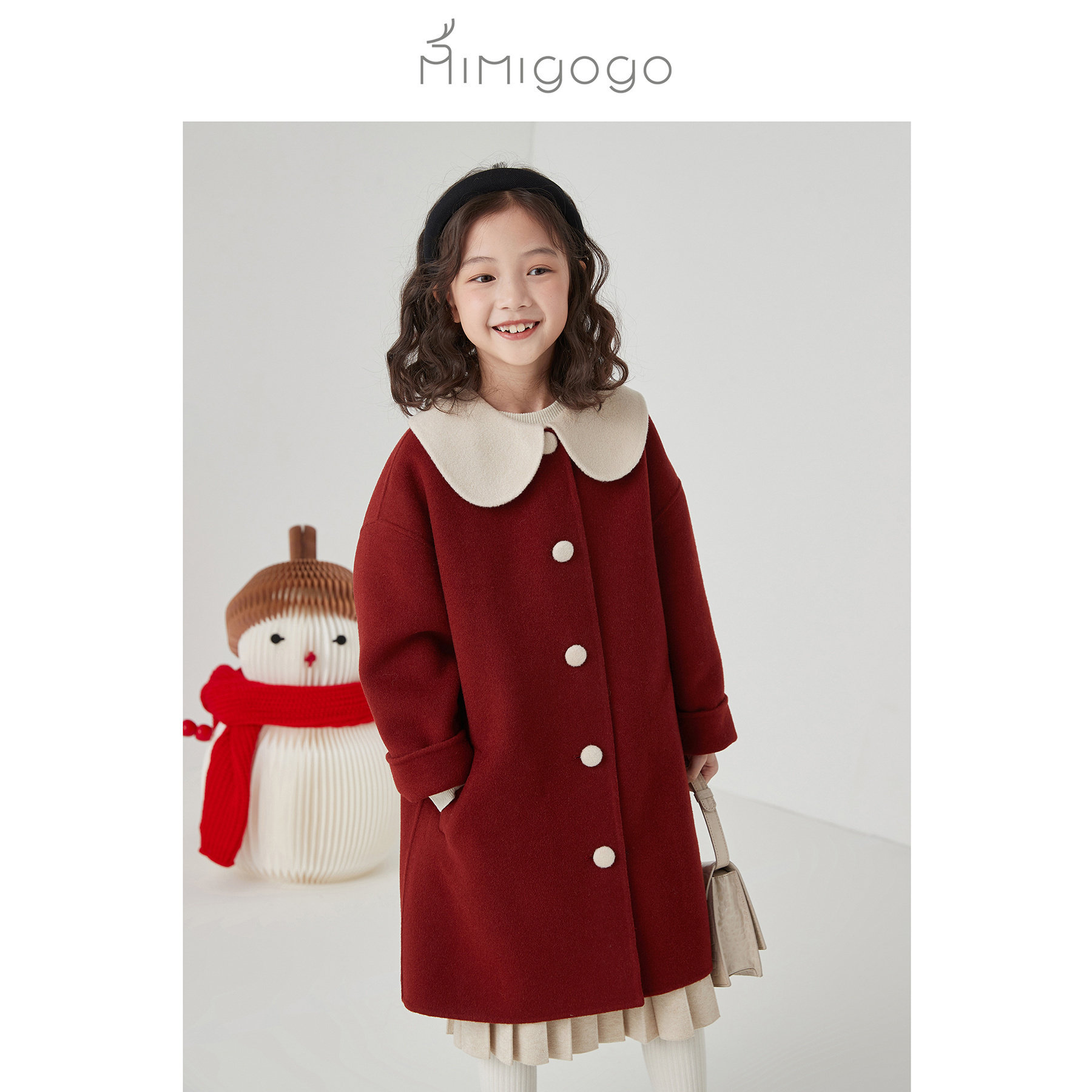 【5折起】MIMIGOGO重磅全羊毛圣诞新年外套手工双面呢大衣1F01