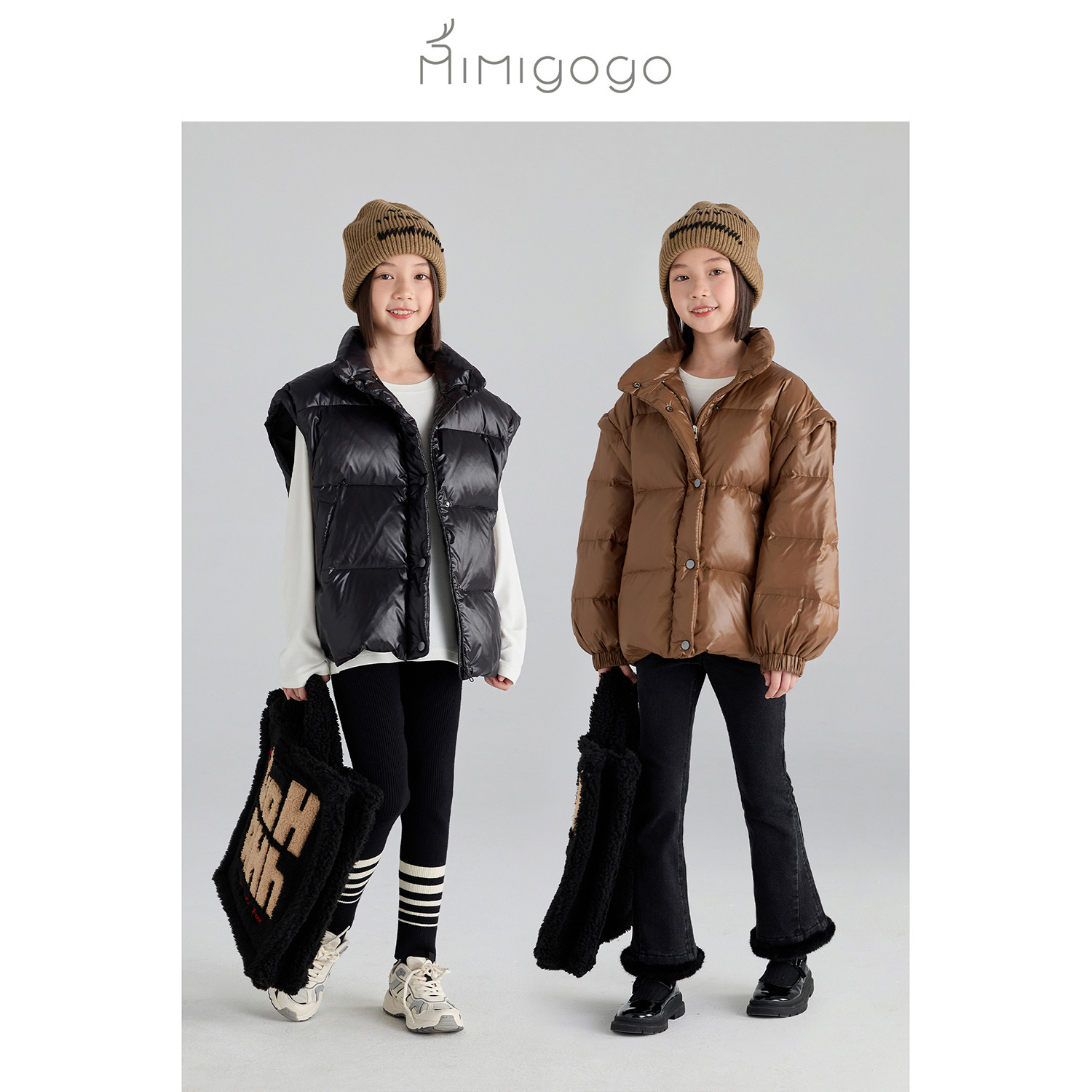 MIMIGOGO卸袖2穿儿童面包羽绒服