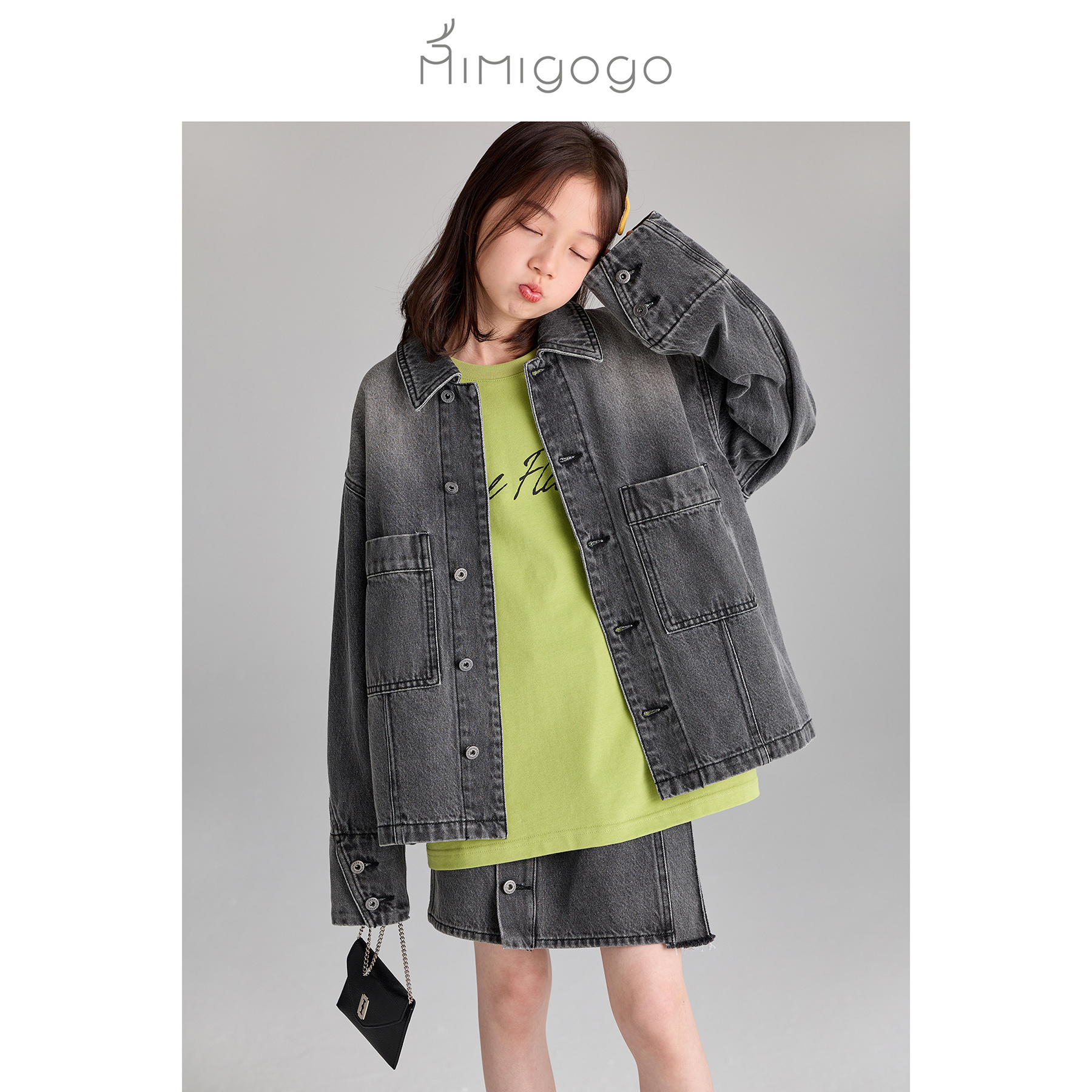 MIMIGOGO分割压线衬衫式套装