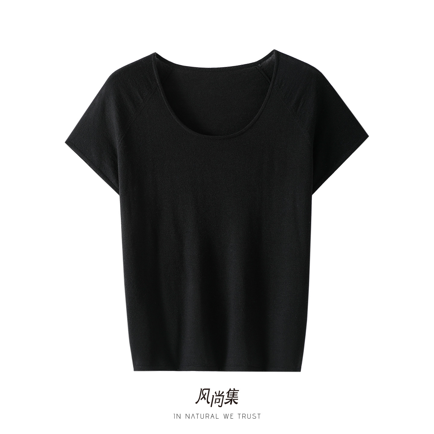 太气质了吧！轻呼吸 春夏精纺高端100%纯羊毛衫女圆领短袖针织T恤