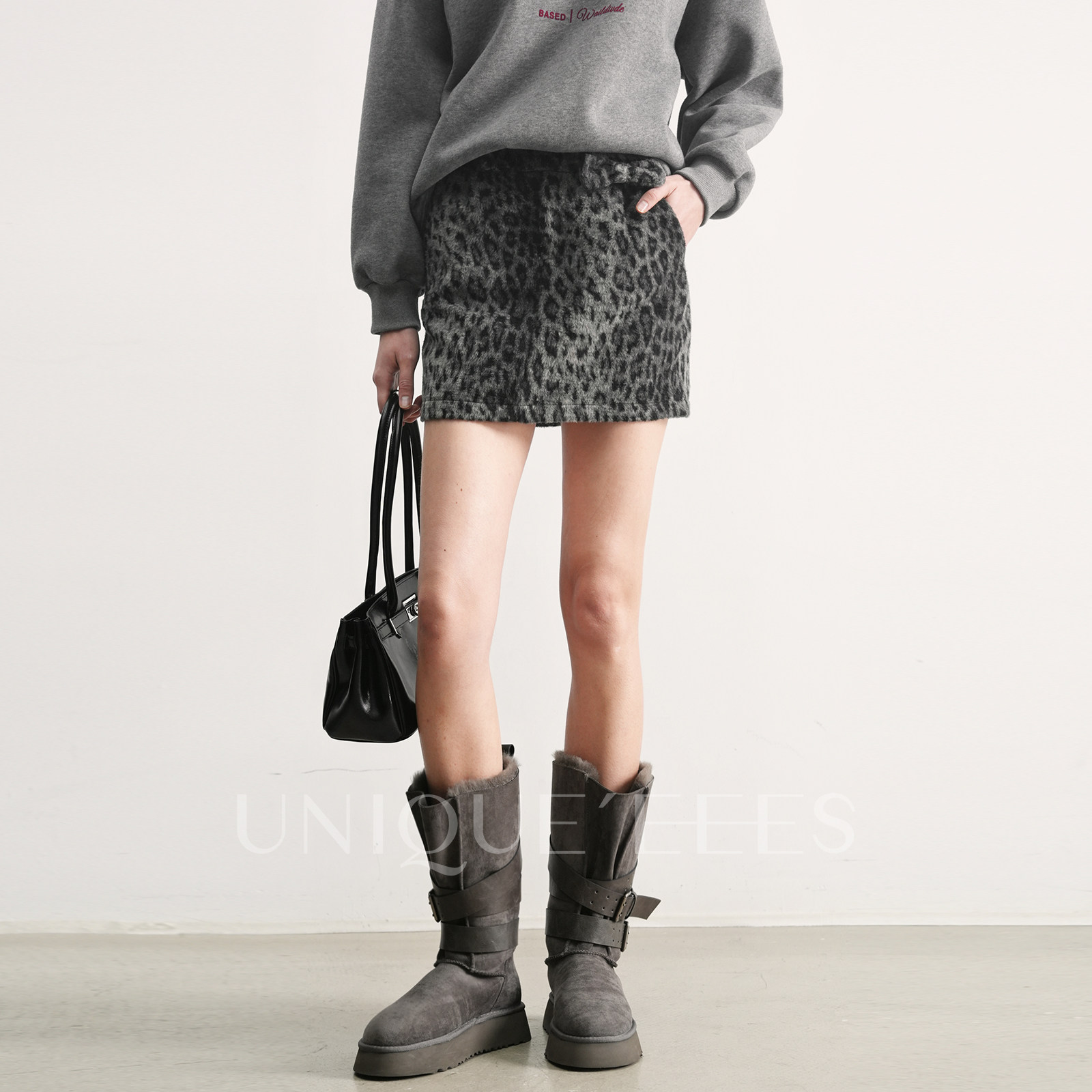 尢壹/UNIQUE'EEES【都市猎手】时髦立体蝴蝶结豹纹半裙U5515204