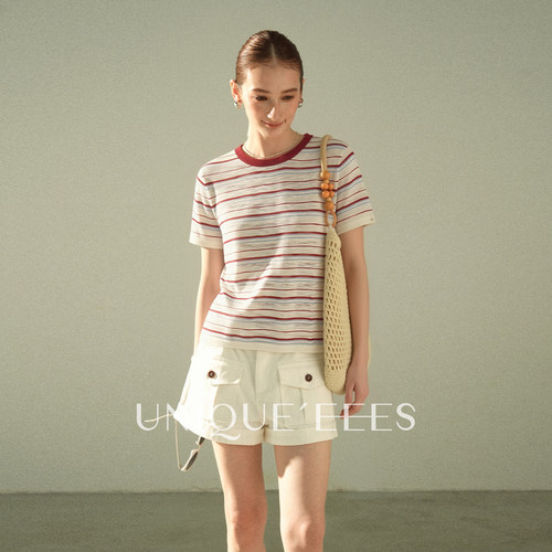 【参加】尢壹/UNIQUE'EEES【百搭bi入】条纹圆领针织衫U6211781