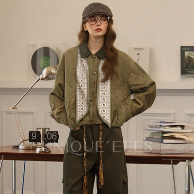 尢壹/UNIQUE'EEES【绿野仙踪】复古巴恩风拼接麂皮外套U5318501