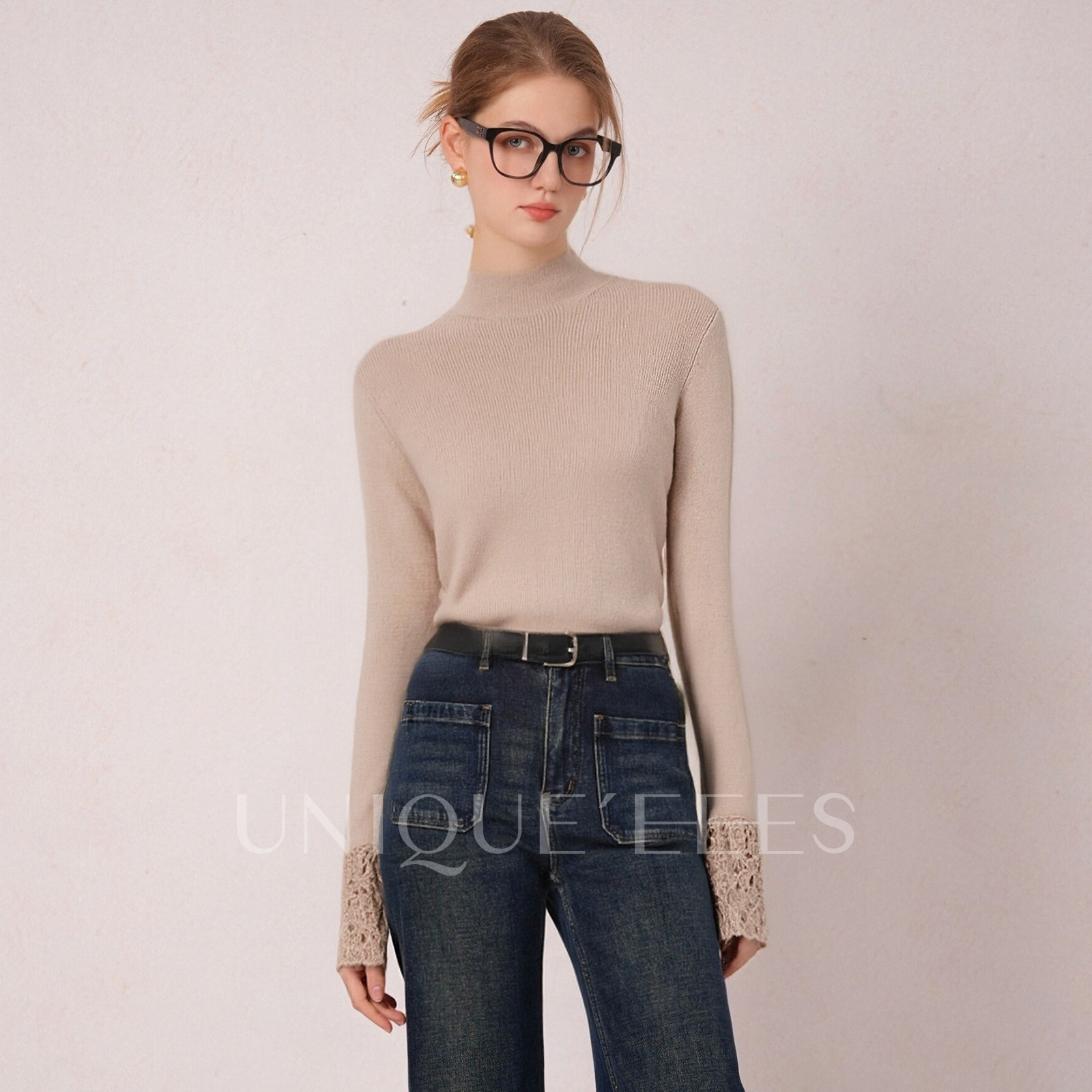 尢壹/UNIQUE'EEES 【冬季法式】小香风半高领针织打底衫U5508234