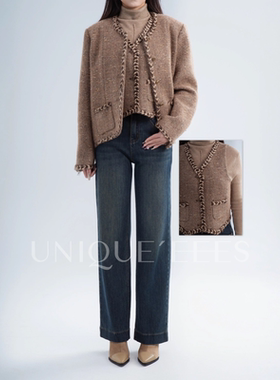 尢壹/【高奢系列】进口初剪羊毛 羊驼毛美拉德色马甲UEAW004