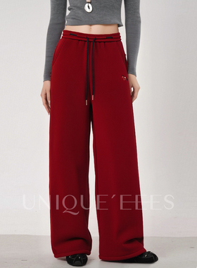 尢壹/UNIQUE'EEES【宝藏卫裤】复古百搭抽绳弯刀直筒裤U5514316