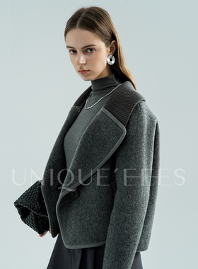 尢壹/ 【进口羊毛】美利奴CHAO细高密羊毛拼接翻领大衣UEAW052