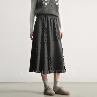 尢壹 EEES小众立体木耳边长半裙U5515201 UNIQUE