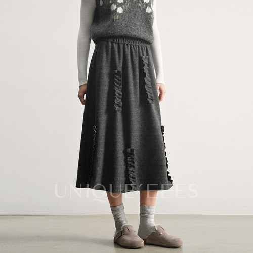 尢壹/UNIQUE'EEES小众立体木耳边长半裙U5515201