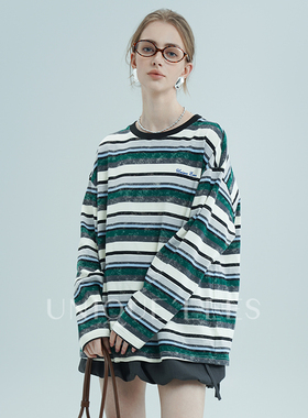 尢壹/UNIQUE'EEES复古条纹MIU风进口色织条纹纯棉圆领TU5111001