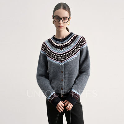 尢壹/UNIQUE'EEES【冬日新宠】韩系复古费尔岛开衫毛衣U5508232