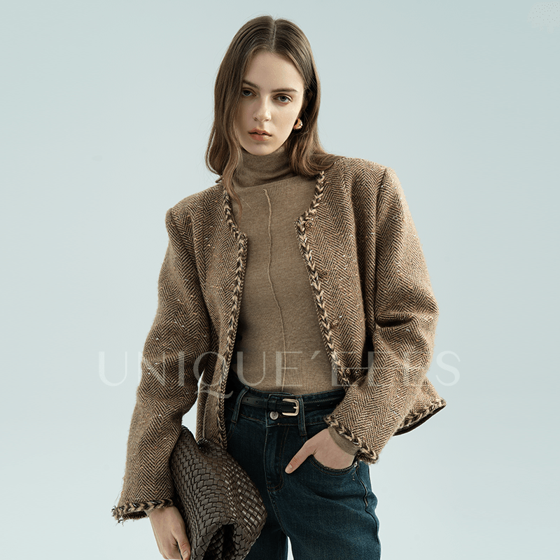 尢壹/UNIQUE'EEES 初剪精纺羊毛羊驼毛小香外套 UEAW007