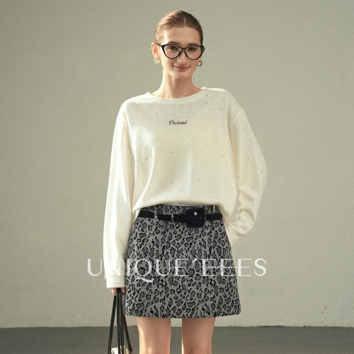 尢壹/UNIQUE'EEES【摩登女郎】复古时髦豹纹腰包A字半裙U6315406