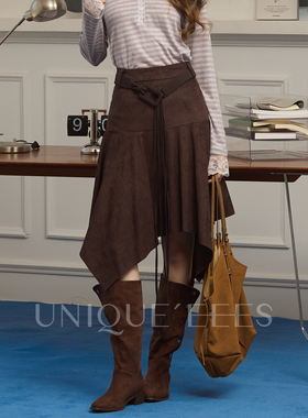 【不参加活动】尢壹【时髦Jing】麂皮反绒显瘦不规则半裙U5315006