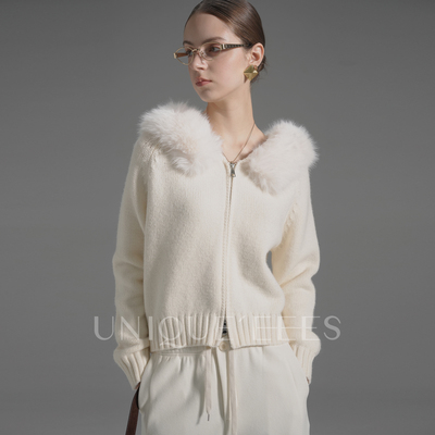 【不参加活动】尢壹【氛围神器】高级感毛领连帽针织衫U5508202