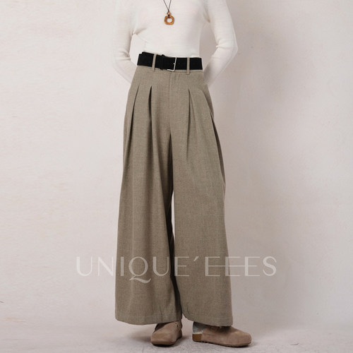 尢壹/UNIQUE'EEES【智性风】简约高级高腰阔腿裤U5514020