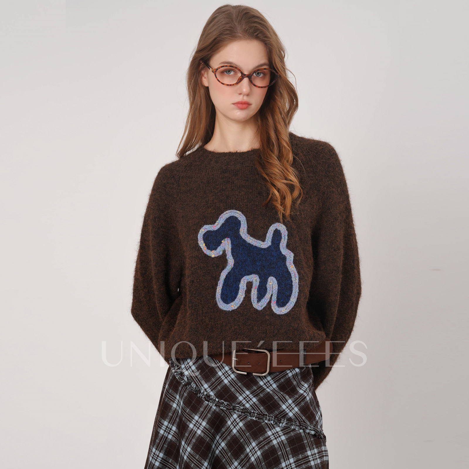 【廖廖粉丝专享】尢壹/UNIQUE'EEES提花小狗围脖针织衫U5508015