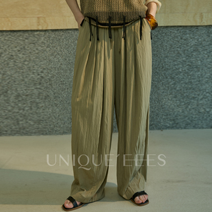 【参加】尢壹/UNIQUE'EEES 休闲高腰垂感直筒阔腿裤U5214017