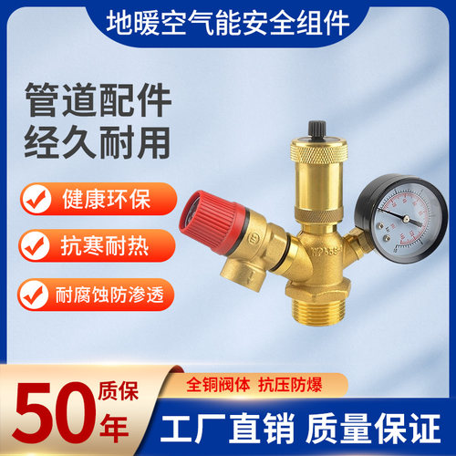 两联自动排气阀压力表黄铜空气能