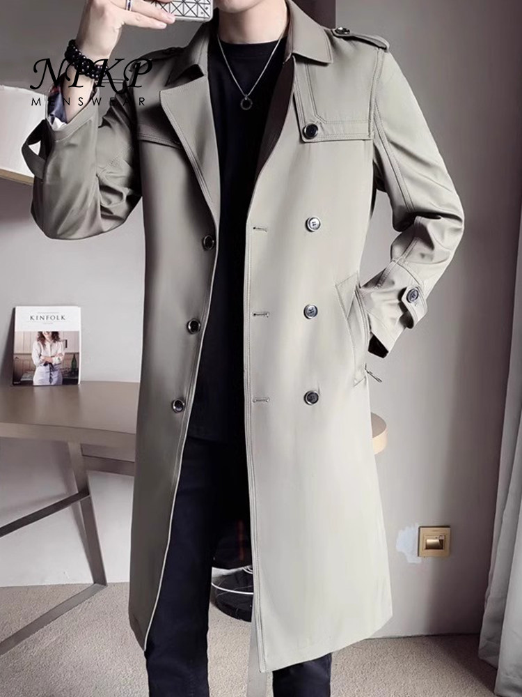 中长款风衣男秋冬款2025新款韩版超长百搭外套潮流双排扣修身男装